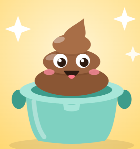 LittleTurds logo: a smiling poop in a potty